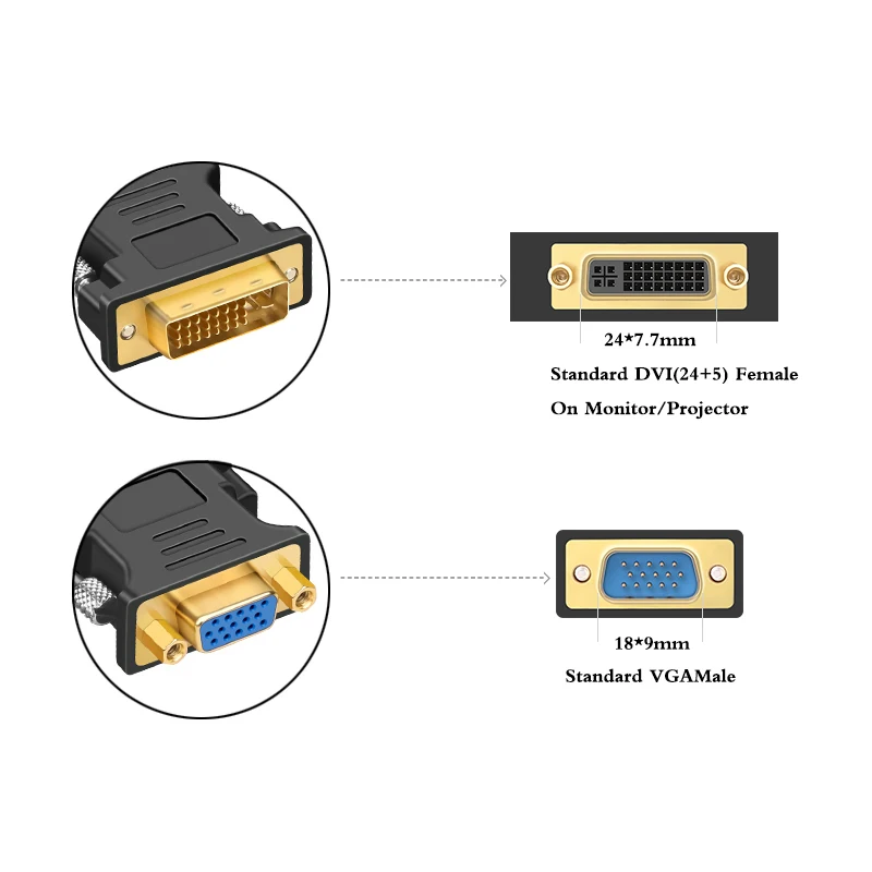 DVI d VGA Adapter DVI to VGA Mini jack DVI 24+5 to VGA 1080P Male to Female Gold plate DVI VGA Converter for HDTV Monitor Laptop DVI d VGA Adapter DVI to VGA Mini jack DVI 24+5 to VGA 1080P Male to Female Gold plate DVI VGA Converter for HDTV Monitor Laptop