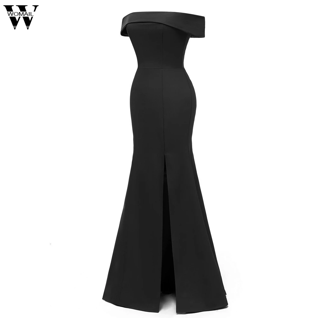 

Womail Dress Fashion NEW Fashion Women Ruffles Solid Off Shoulder Bodycom Split Evening Party Dresses dropship Apr16