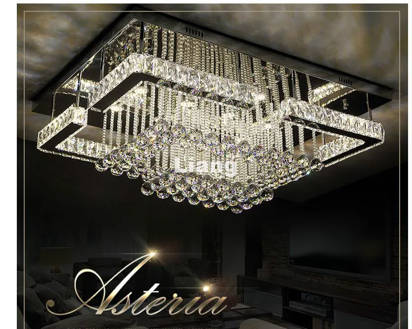 

Modern LED Ceiling L90cm Stainless Steel Crystal Lamp for Living Bedroom LED Lustres Lamparas de techo Lights Remote Control