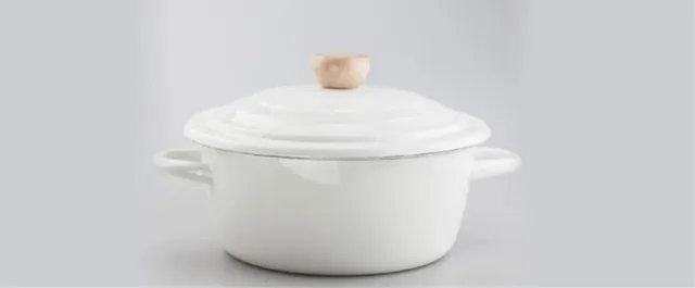 Enamel Cooking Pot Soup Hotpot Cookware Vintage White 21*13CM
