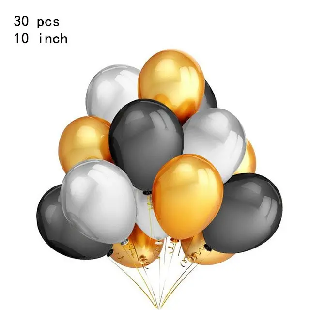 30 шт. 10 дюймов Золото Серебро Черный Розовый латексный воздушные шары на день рождения вечерние Декор надувные воздушные гелиевые шары подарки для детей - Цвет: black gold silver