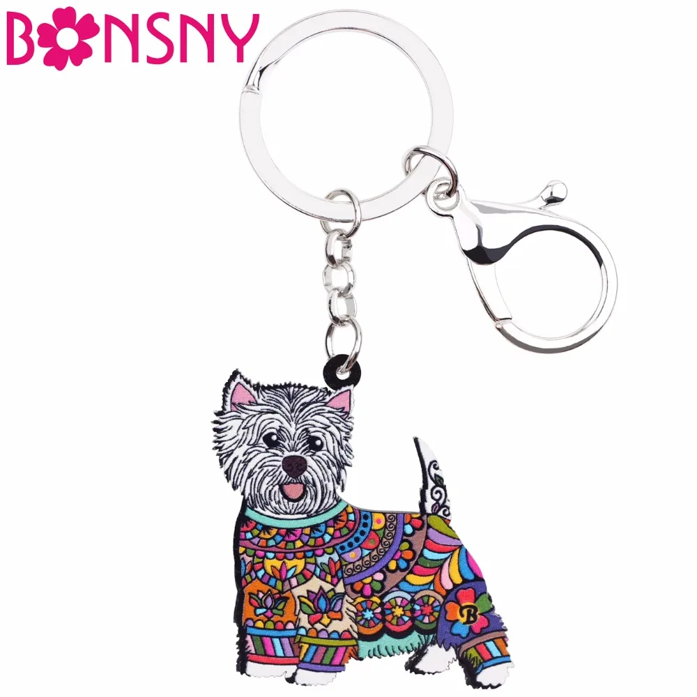 Buy Bonsny Acrylic West Highland White Terrier Dog Key Chain Keychains Ring