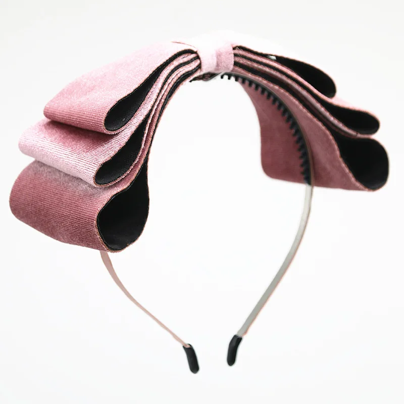 

2019k1 New winter velvett 3 layor bow elegant headband fashion children hairband hair accessories OEM