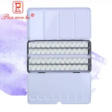 Pintura da paleta da caixa das latas da pintura da pintura da aguarela caixa da pintura da paleta do armazenamento com panelas completas ou metade panelas para artes