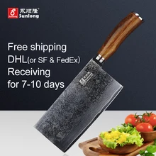 Sunlong 7 inch Slicing font b Knives b font Damascus steel font b kitchen b font