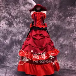 Бесплатная доставка Black Butler Ciel Анджелина Даллес (мадам Красный) платье deluxe Косплэй костюм для Для женщин Хэллоуин Вечерние