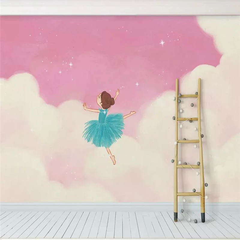 Custom Mural Wallpaper Pink Cloud Ballet Girl Princess Room Children's Background Wall cloud zero cloud return max амортизирующие кроссовки cz23011 pk pink