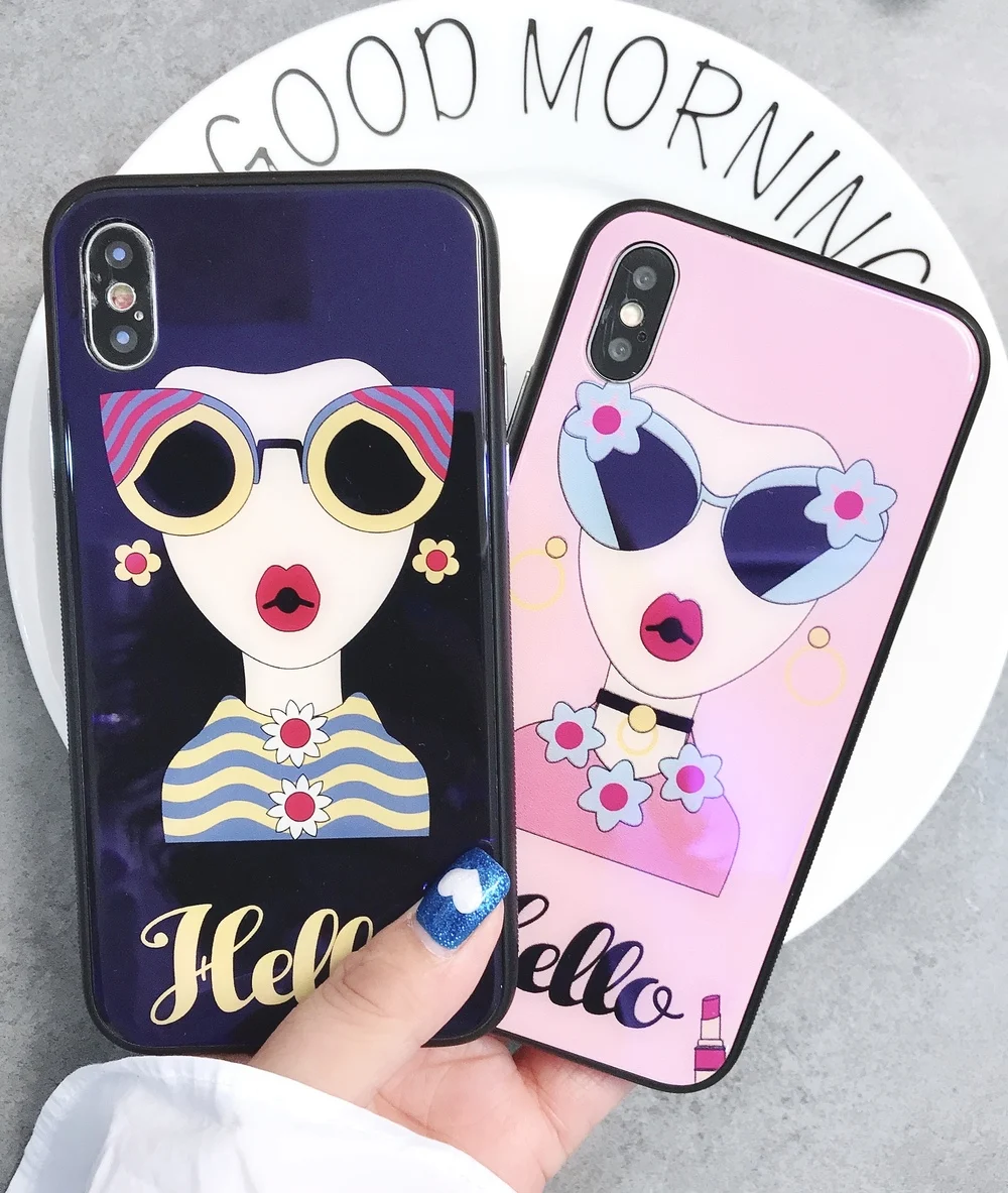 The Fashion woman Blue-ray hard PC case for iphone 6 6s plus 7 8 X back covers phone |
