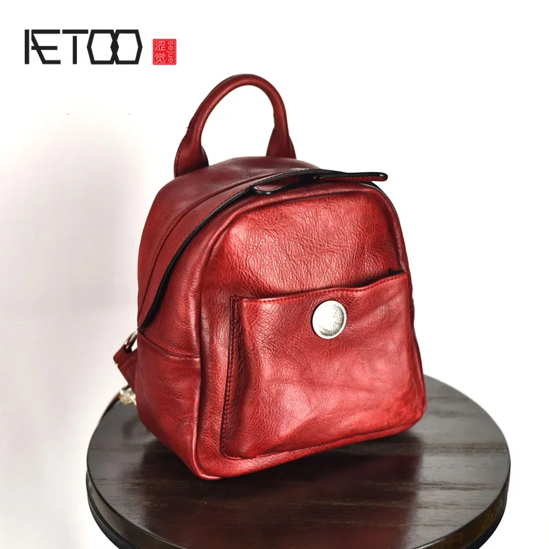 

AETOO Original design of the first layer of leather handmade tannery multi-functional mini female backpack retro leather