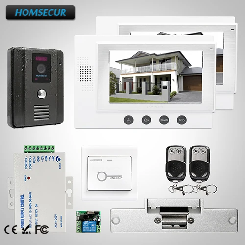 

HOMSECUR 7" Wired Video&Audio Smart Doorbell+IR Night Vision for Home Security: TC011-B Camera (Black)+TM701-W Monitor (White)