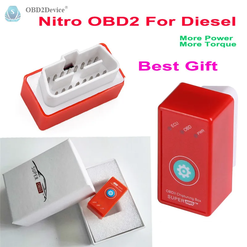 Nitro OBD2 супер OBD2 ЭБУ чип блок настройки красный автомобиль с дизельным двигателем мощнее чем Nitroobd2 супер OBD2 Быстрая