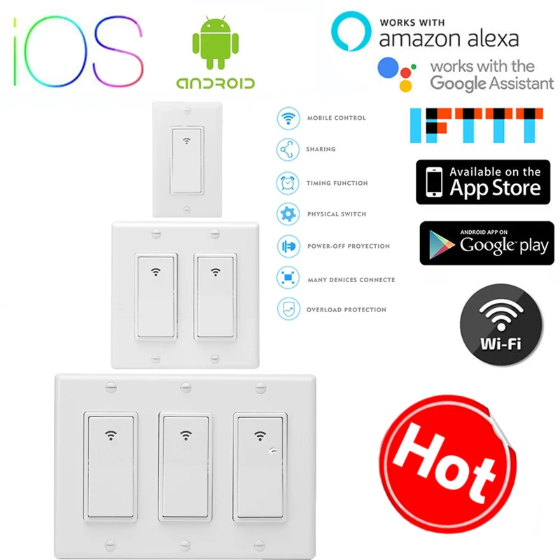 For Fan Light Smart Switch Light WiFi Wireless Remote Control In Wall