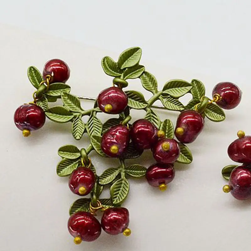 2018 винтажная женская брошь, ювелирное изделие, бронзовая Зеленая краска, натуральный жемчуг, клюква, натуральный жемчуг, брошь, шарфы, пряжки