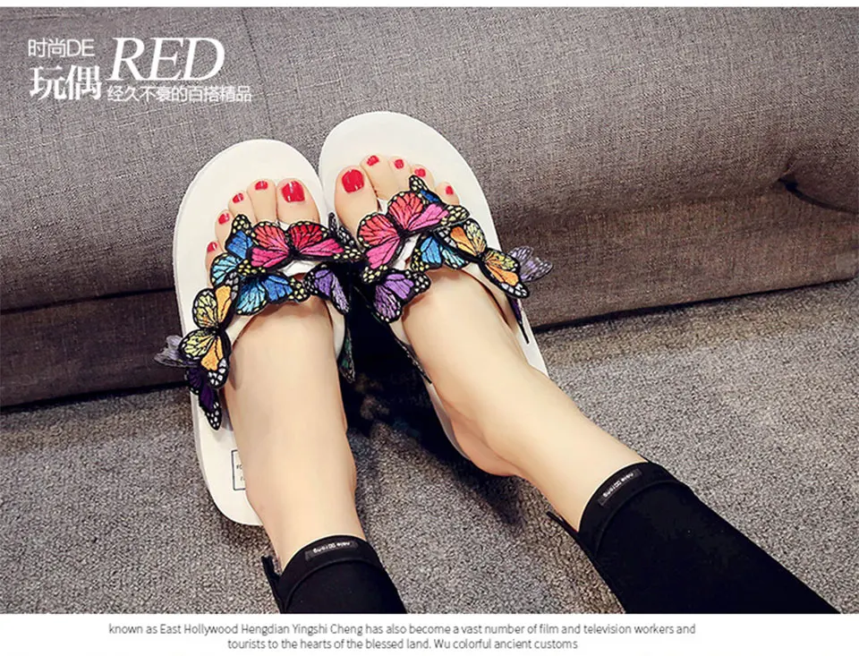 Летняя обувь; женские Летние вьетнамки с имитацией бабочки; женские сандалии в богемном стиле; сандалии с рифленой подошвой; женские слипоны; me242