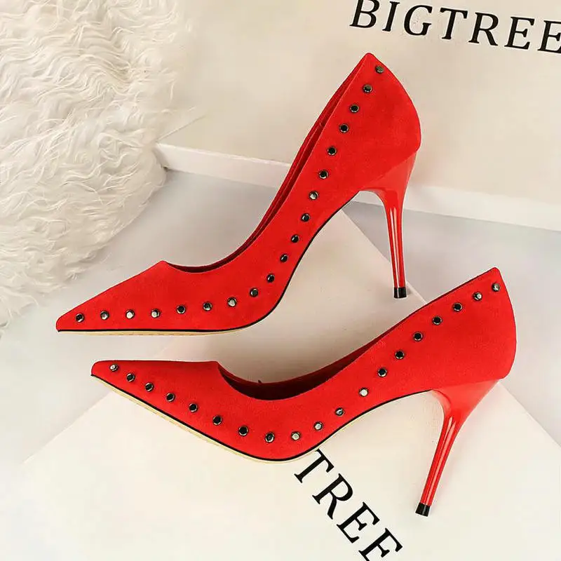 Туфли-лодочки bigtree женская обувь класса люкс в балетном стиле на очень высоком каблуке пикантные Дамская обувь Buty синего цвета на высоком каблуке обувь для вечеринок; Свадебная обувь; женская обувь; обувь с 291-1 - Цвет: red