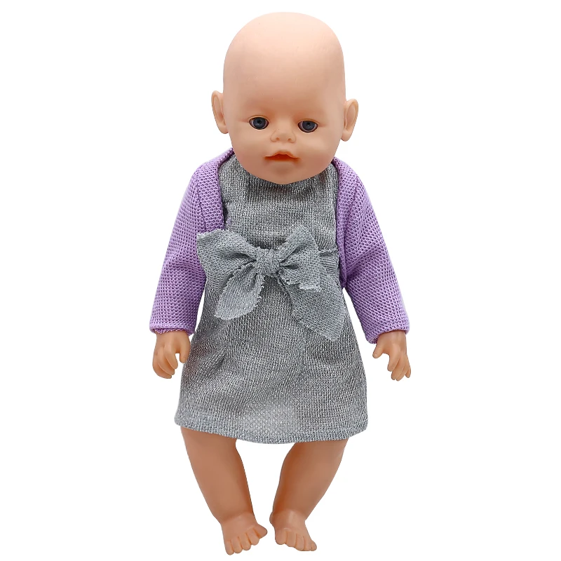 Buy Baby Doll Clothes Gray Dress + Purple Coat Suit