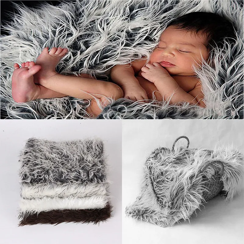 Buy 50* 50 cm Newborn Photography Props Blankets,Soft Long Fur Plush Baby