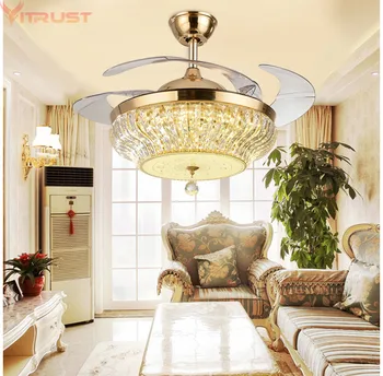 

Modern Ceiling fan Lights Crystal Remote Control Nordic Fans Lighting Living Room Ventilador de Teto Hanging Dining Room Bedroom