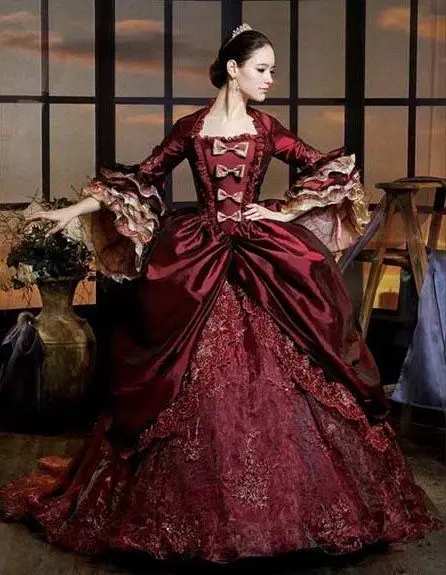 Роскошное Бордовое платье Марии Антуанетты, платье королевы Ренессанса, одежда для выступлений, вечерние бальные платья
