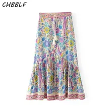 Весной и летом европейский павлин печати Женщины богемского облегающая бюст юбка дамы плиссированные юбки dfj76047