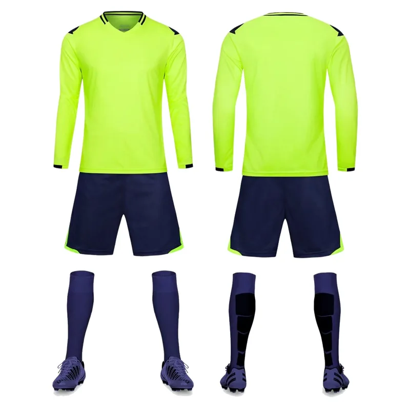 High Elastic Breathable Long Sleeve Short Soccer Jerseys Set For Men