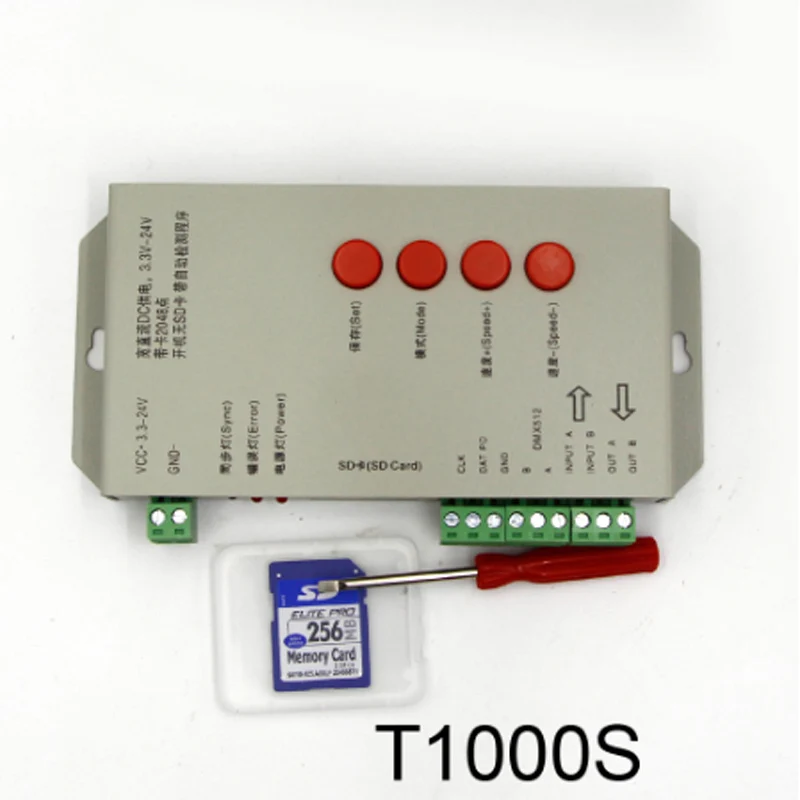 Светодиодный контроллер для SD-карты T1000S 2048 точек пикселей rgb диммер WS2812B DMX512 ws2811