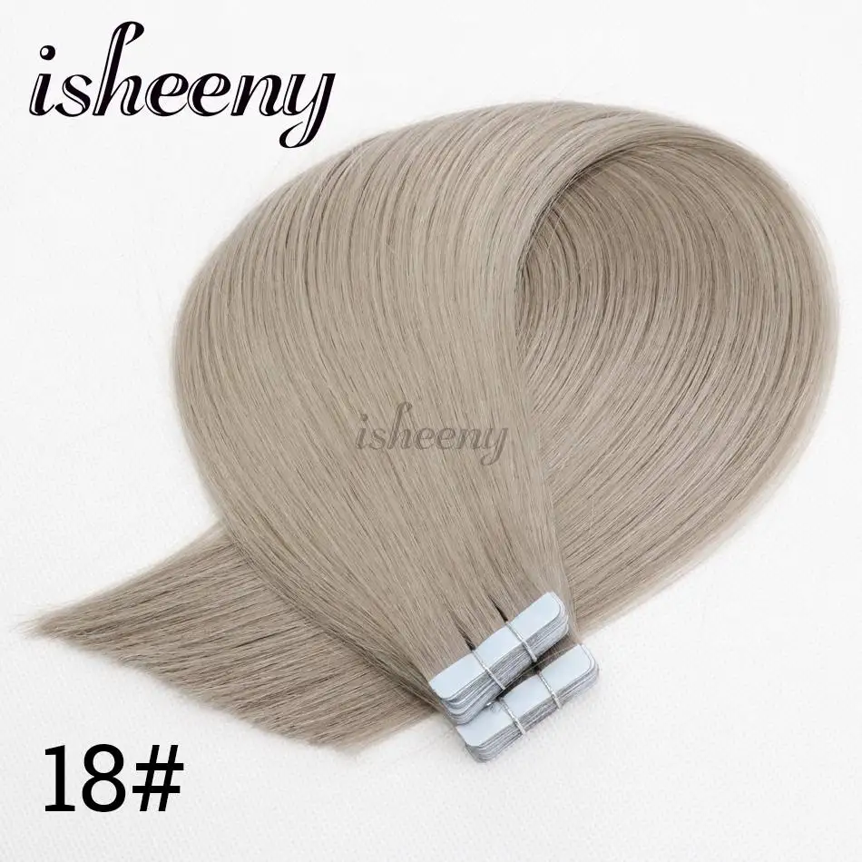 Isheeny 16 "18" 20 "22" Premium волосы с кутикулой «второй объем» ленты в Пряди человеческих волос для наращивания чёрный; коричневый блондинка