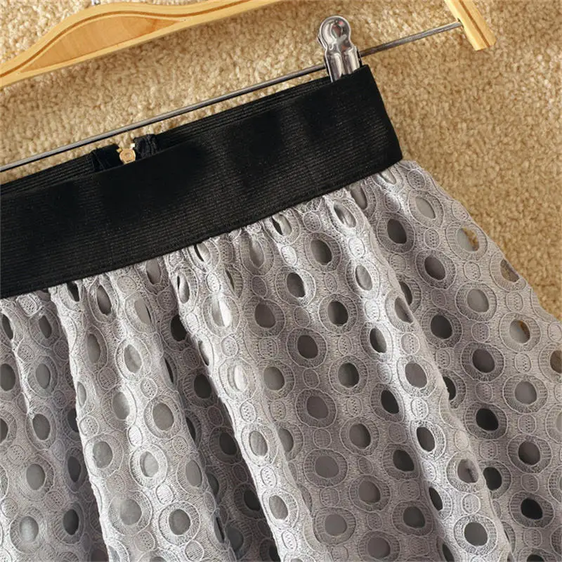Женские юбки-пачки в стиле Харадзюку, эластичная фатиновая юбка с высокой талией, сетчатая кружевная юбка, Saias, открытая юбка из тюля, женская белая плиссированная юбка, Q1178