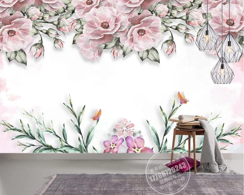 Modern Brief 3D Mural Wallpaper elegant flower Wall Mural ...