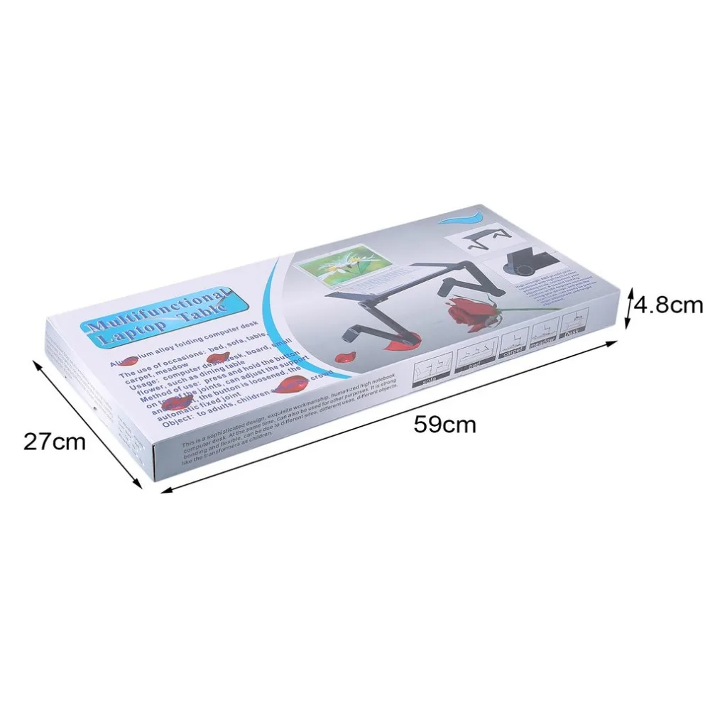 Portable Adjustable Laptop Desk Folding Computer Table Tray With Mouse Holder Notebook Standing With Cooling Fans