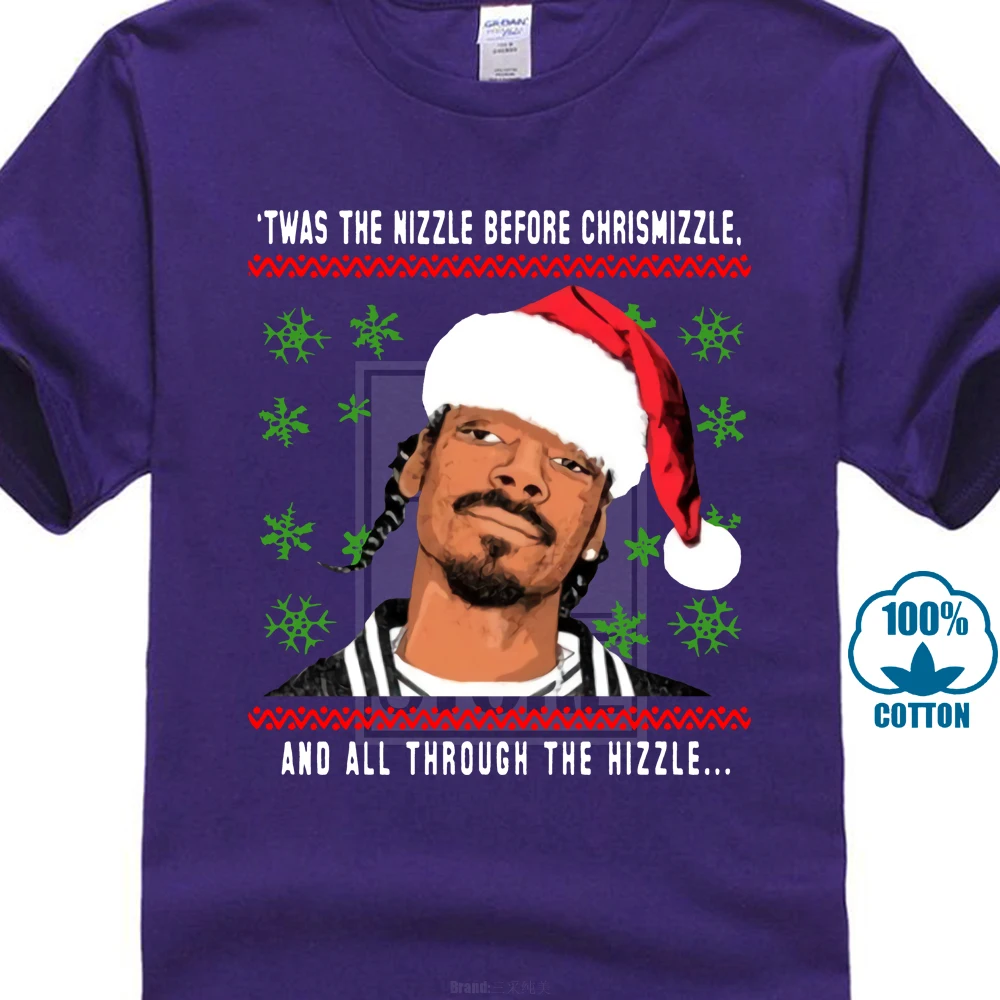 Snoop Dogg Рождество Twas The Nizzle перед футболкой - Цвет: Фиолетовый