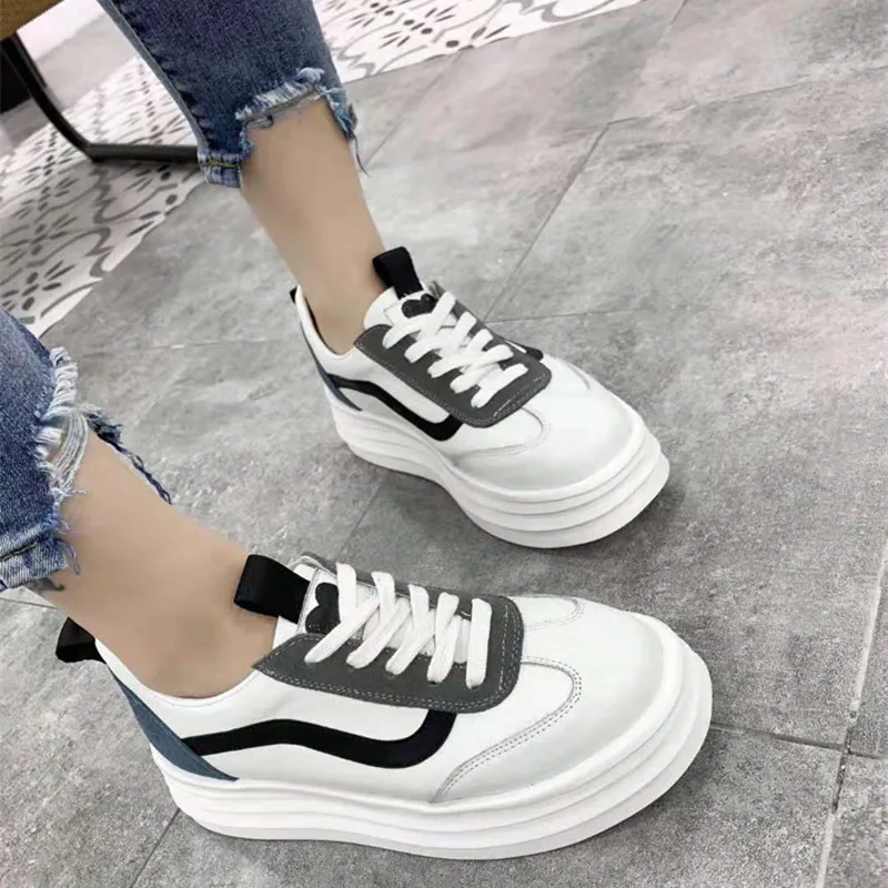 2019 New Fashion small white shoes female trend Korean casual tie with muffin and color matching lightweight sports 2019 New Fashion small white shoes female trend Korean casual tie with muffin and color matching lightweight sports