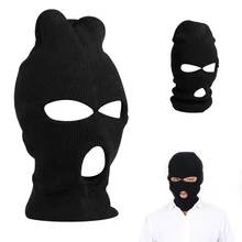 3 отверстия трикотажные Уход за кожей лица маска Балаклава шляпа лыж Army чулок зимняя Winte Кепки шапочка Гуд