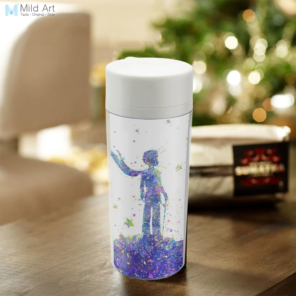 

Personalized BPA Free Plastic Insulated Watercolor Little Prince Fairy Tale Kids Wide Mouth Water Bottle 300ml Gifts Drink Set