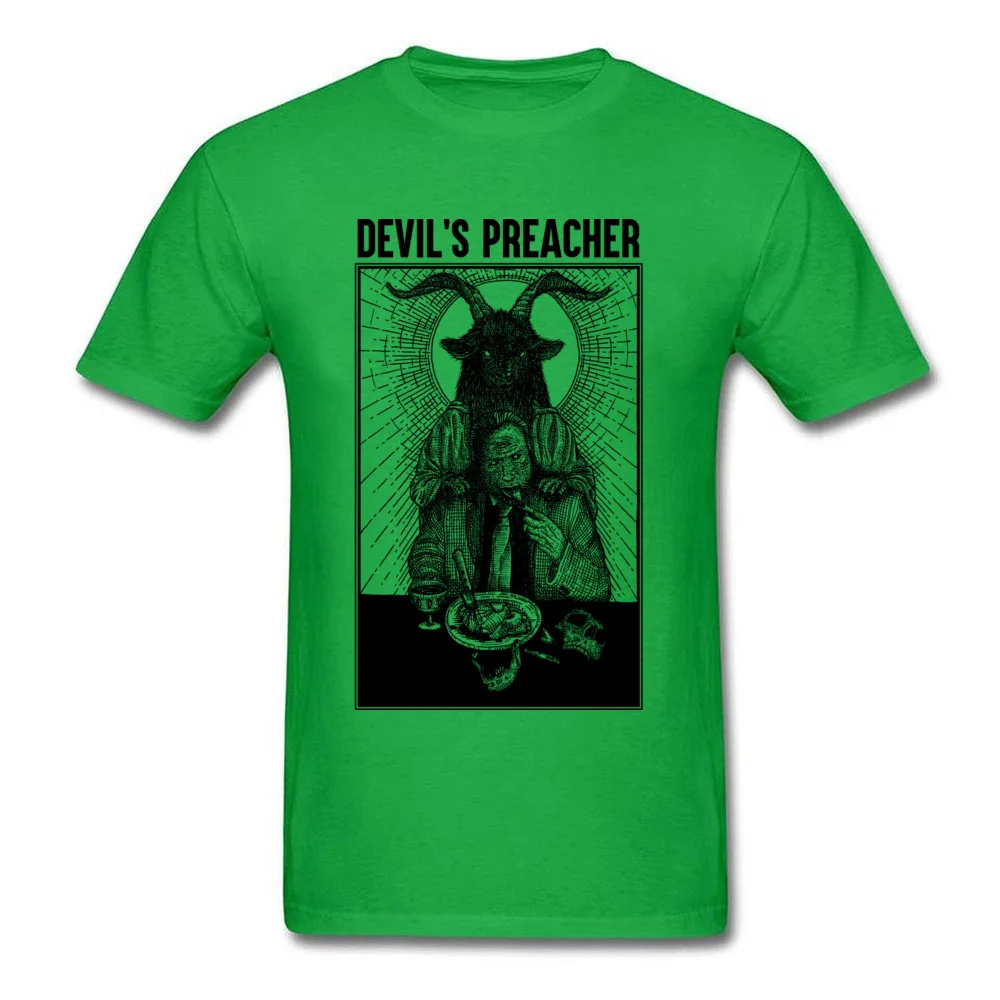 Devilss Preacher II Tops T Shirt Fashion Round Collar Casual Short Sleeve Pure Cotton Men T-shirts Casual Tops Tees Devilss Preacher II green
