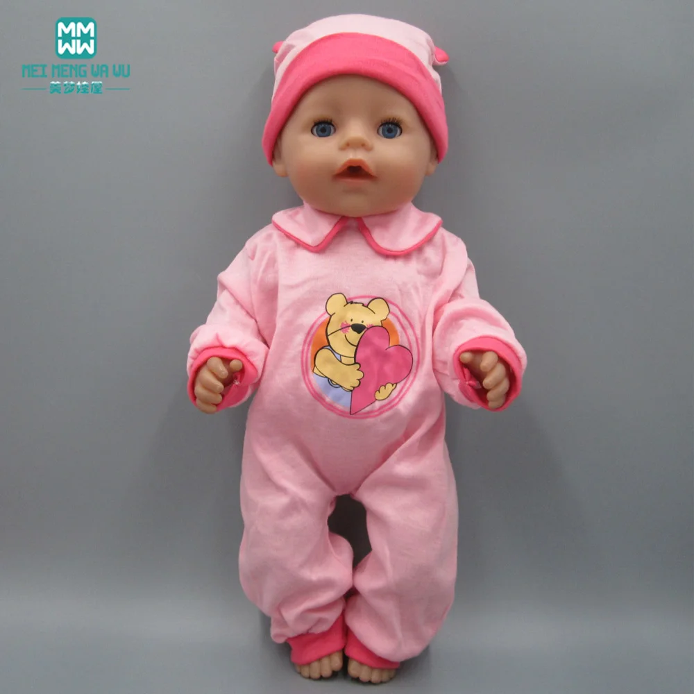 Baby Doll clothes dress Fit 43cm new born doll pink of crawling clothes