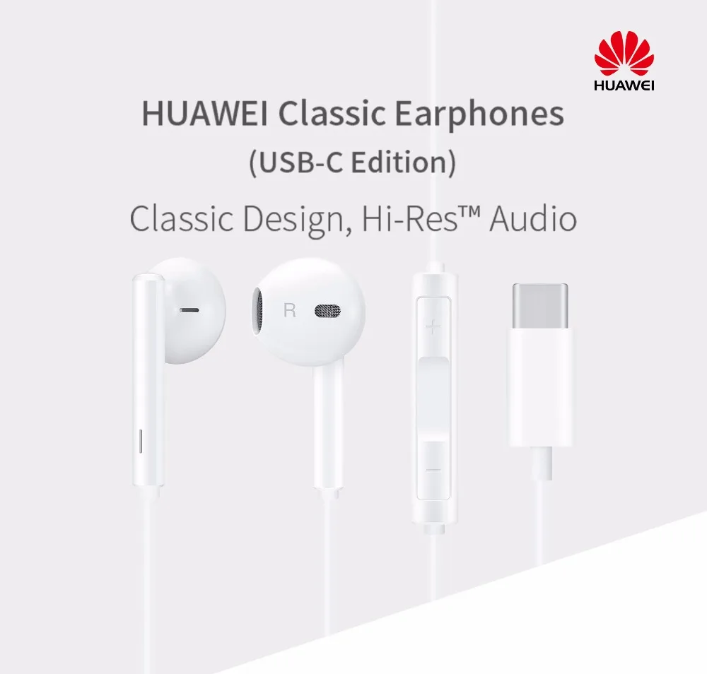 Huawei CM33 классические наушники USB-C EDITION usb type-C для huawei mate 10 проводные наушники с управлением стерео наушники-вкладыши