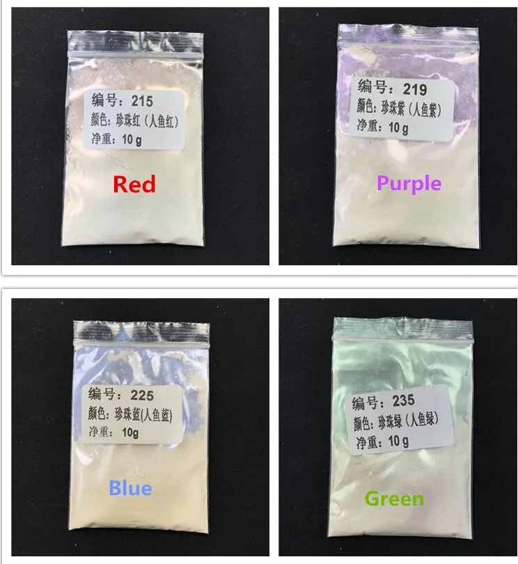

10g per color Nail glitter Mermaid Powder Pearlescent Pigment Dye Soap Pigment Eye shadow White Symphony Mica Powder