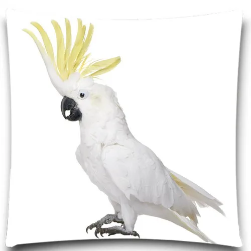 Два Белый попугай головок и головок 2D печати творческий наволочка квадрат хлопок полиэстер чехлы Размер 5 9 стиль