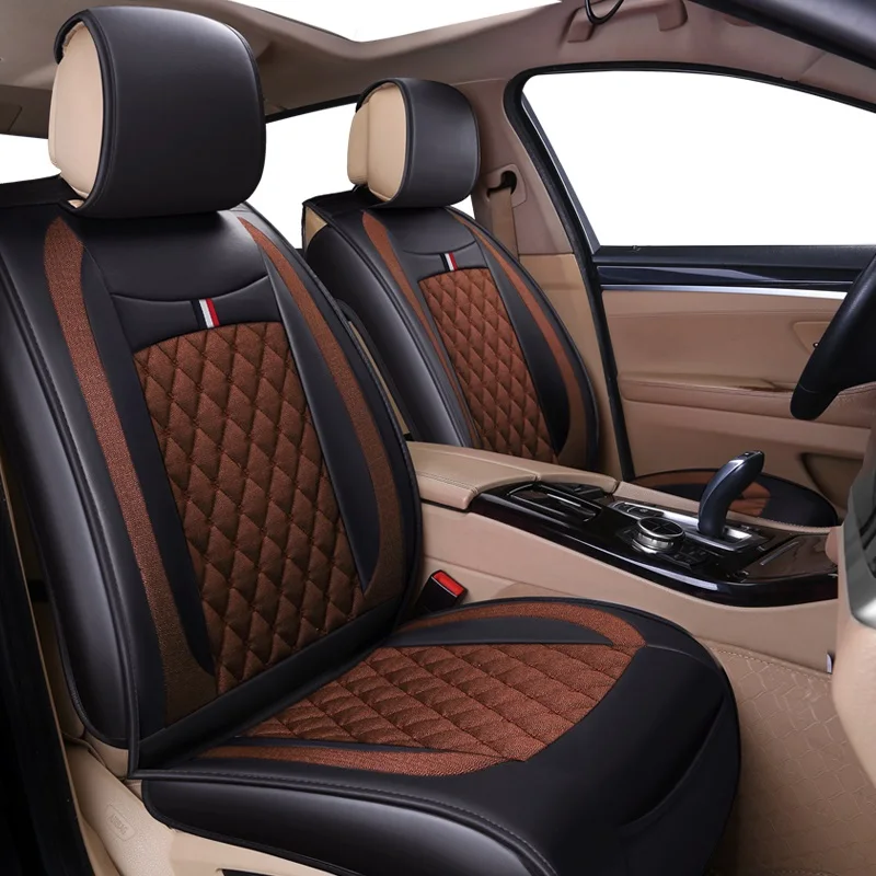 

(Front + Rear) Leather&Flax car seat covers For Peugeot 307 206 308 407 207 406 408 301 3008 5008 car accessories car-styling