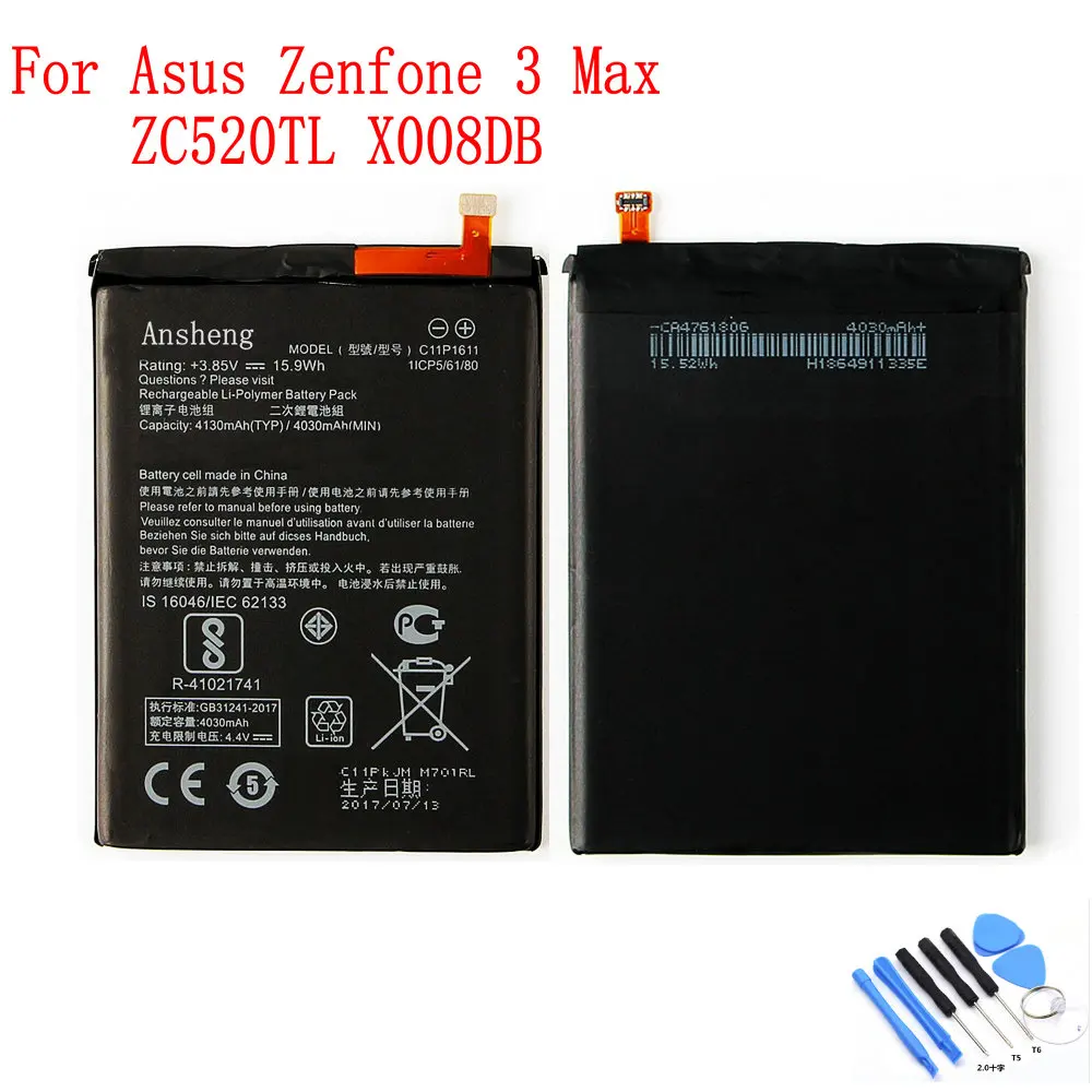 

100% NEW Original C11P1611 4130mAh Battery For Asus zenfone 3 Max Z3 Max ZC520TL X008DB PegASUS 3 X008 X008D Z01B