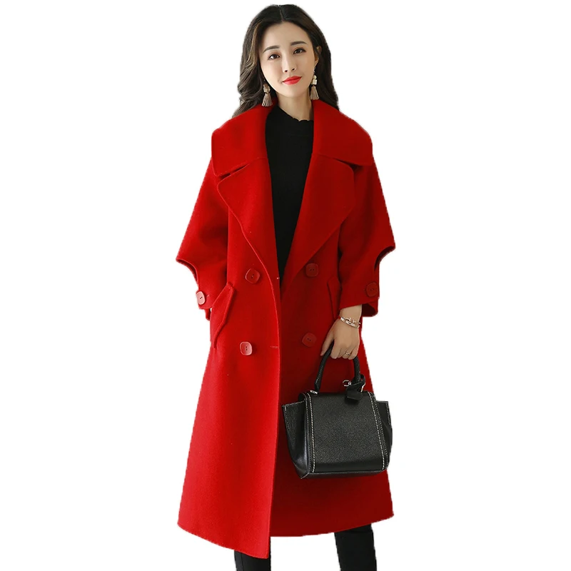 Fit Red Longue beige Rouge Épaissir De green Big caramel Automne Manteau Slim Colour Mode Veste Au Chaud Hiver Élégant Garder Manteaux Grand Femelle 2018 Tempérament Laine nz1wgxF