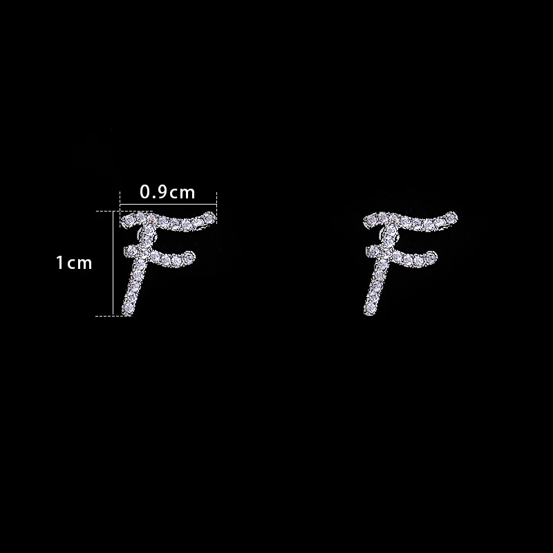 WEIMANJINGDIAN Новое поступление кубический цирконий CZ Начальная буква алфавита серьги для Для женщин из белого золота Цвет покрытием