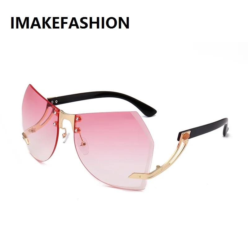 IMAKEFASHION 2017 Unique Women Sunglasses Oversized Rimless Shades Upside Down Frame Goggle