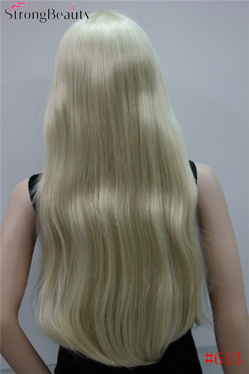 Сильный красота Синтетические длинные прямые для женщин Искусственные парики полный монолитным термостойкие парик много цвет