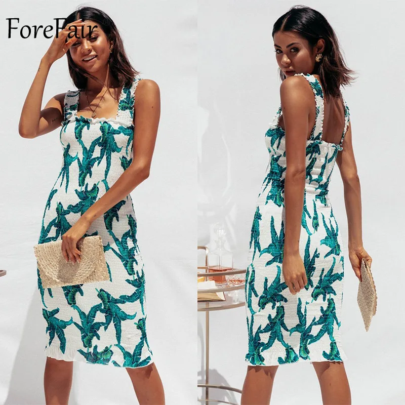 Forefair Summer Beach Boho Dress Women Retro Floral Print  (7)