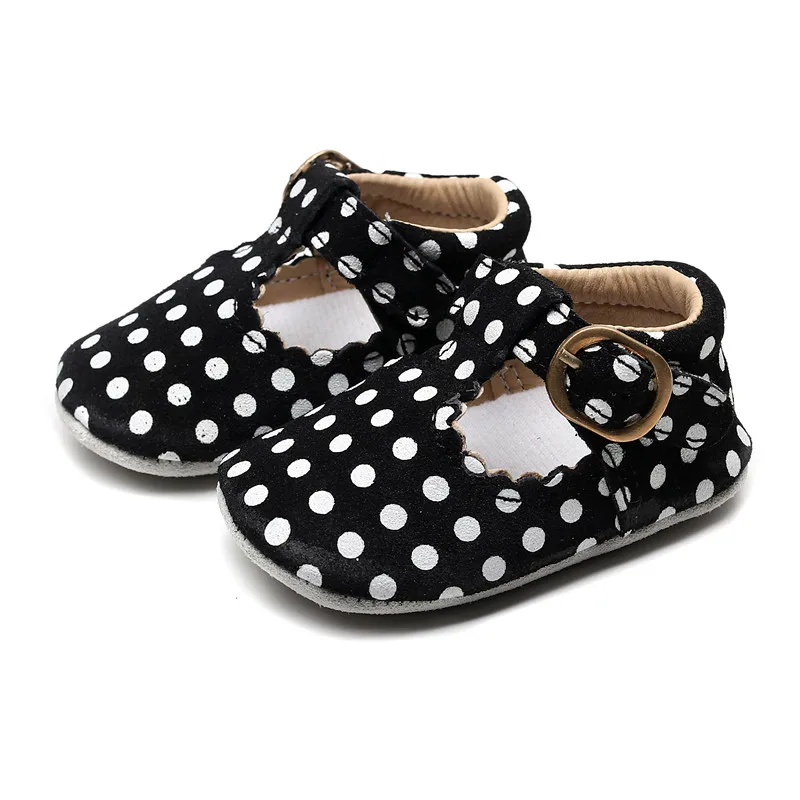 Baby Shoes Leopard Genuine Leather T-bar Mary jane Infants Toddler baby Princess Ballet Shoes Newborn Crib shoes soft sole - Цвет: black