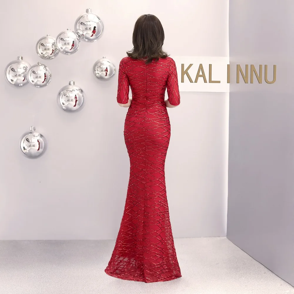 Formal dress Bead Half sleeve stripe Slim TrumpetMermaid Host Club night Long Party Maxi Dress for woman (22)