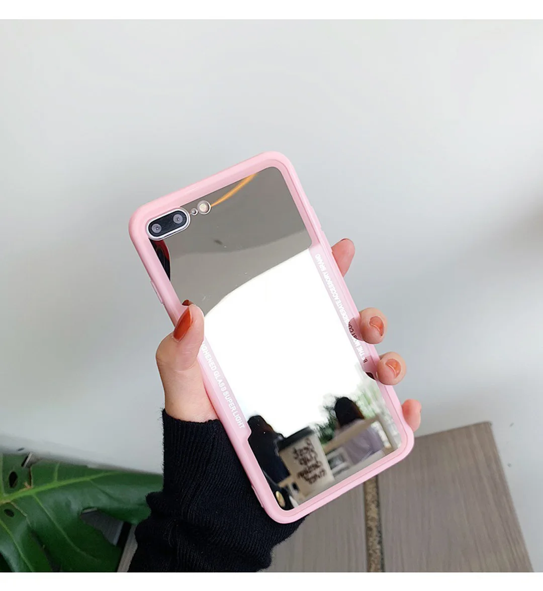 ICasiber роскошный зеркальный чехол для телефона для iPhone 7, 6, 6 S, 5, 8 Plus, милый чехол с рогом дьявола для iPhone X, XS, Max, XR, жесткий акриловый чехол на заднюю панель - Color: Pink
