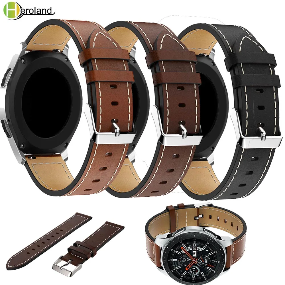 22 мм Gear S3 ремешок для часов Samsung Frontier galaxy watch 46 кожаный Amazfit Stratos 2 2S браслет